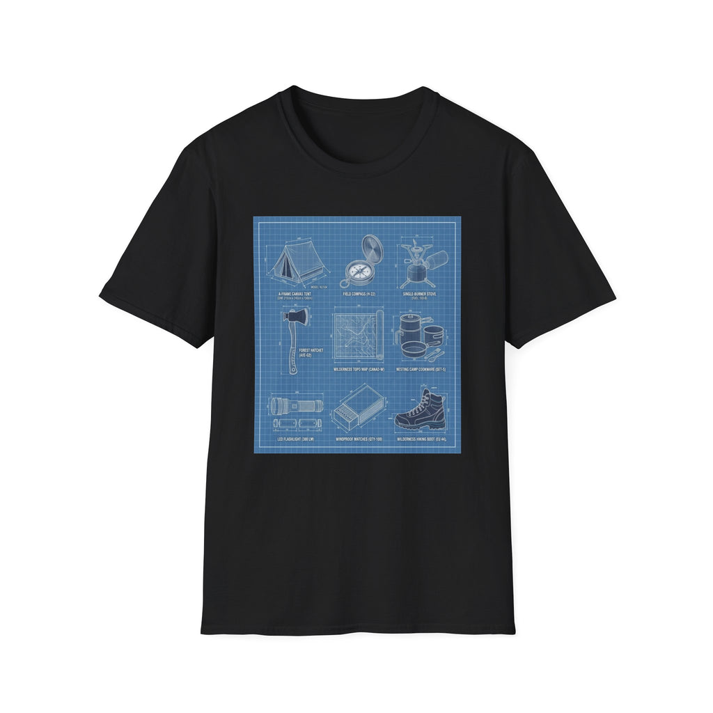 Camping Gear Blueprint T-Shirt