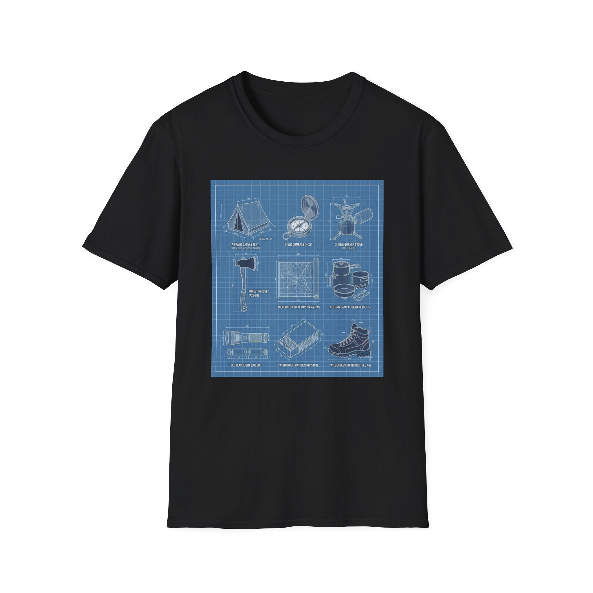 Camping Gear Blueprint T-Shirt