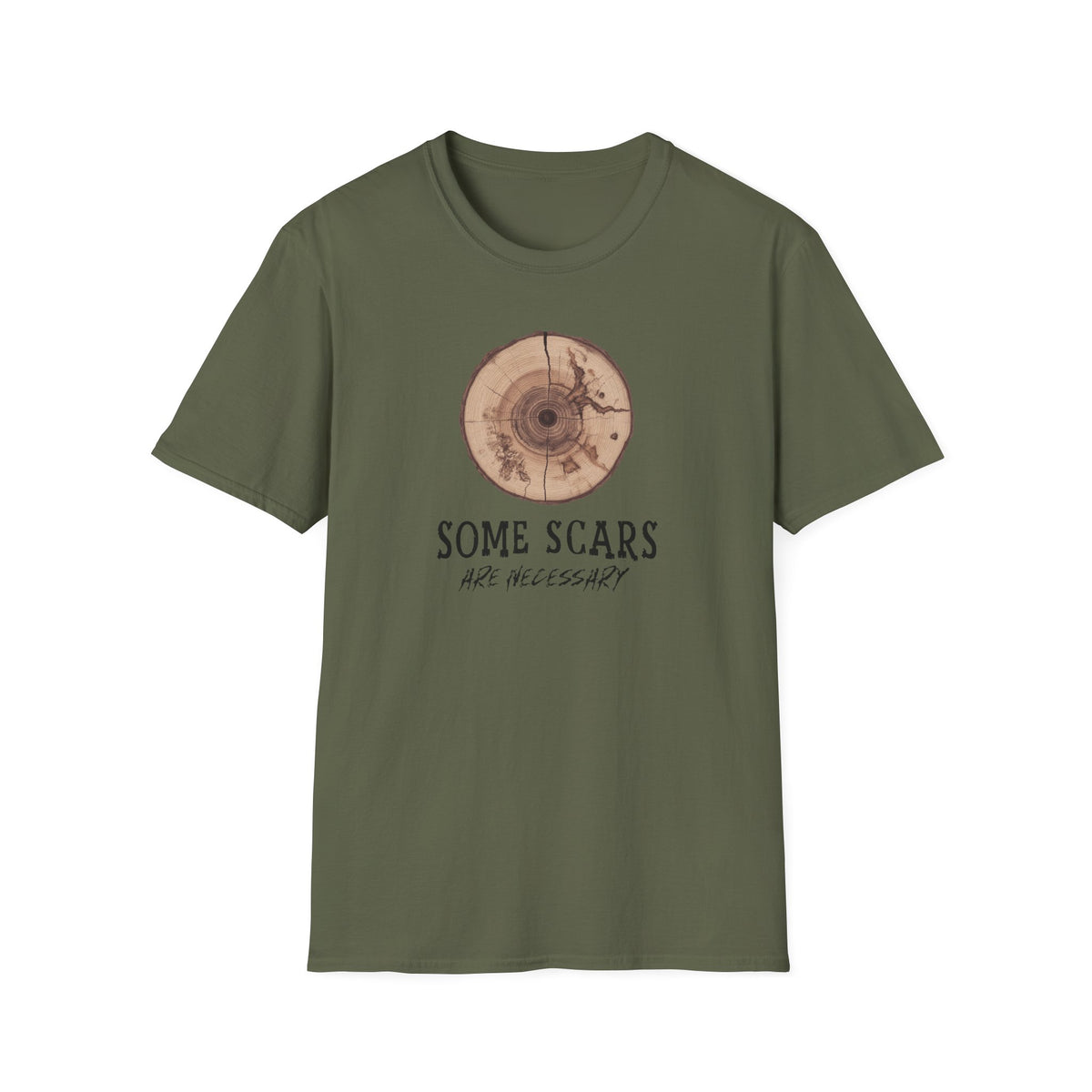 T-Shirt — 'Some Scars Are Necessary' Wood Ring Graphic