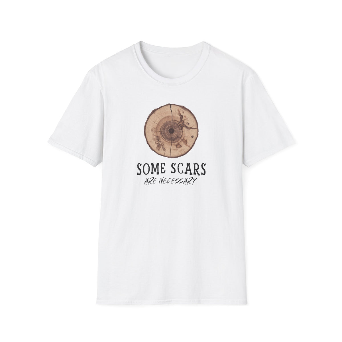 T-Shirt — 'Some Scars Are Necessary' Wood Ring Graphic
