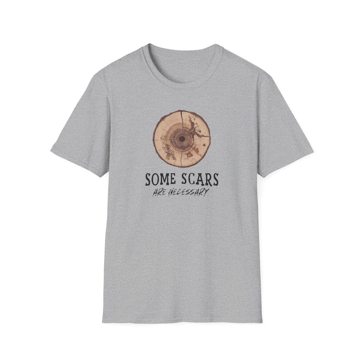T-Shirt — 'Some Scars Are Necessary' Wood Ring Graphic