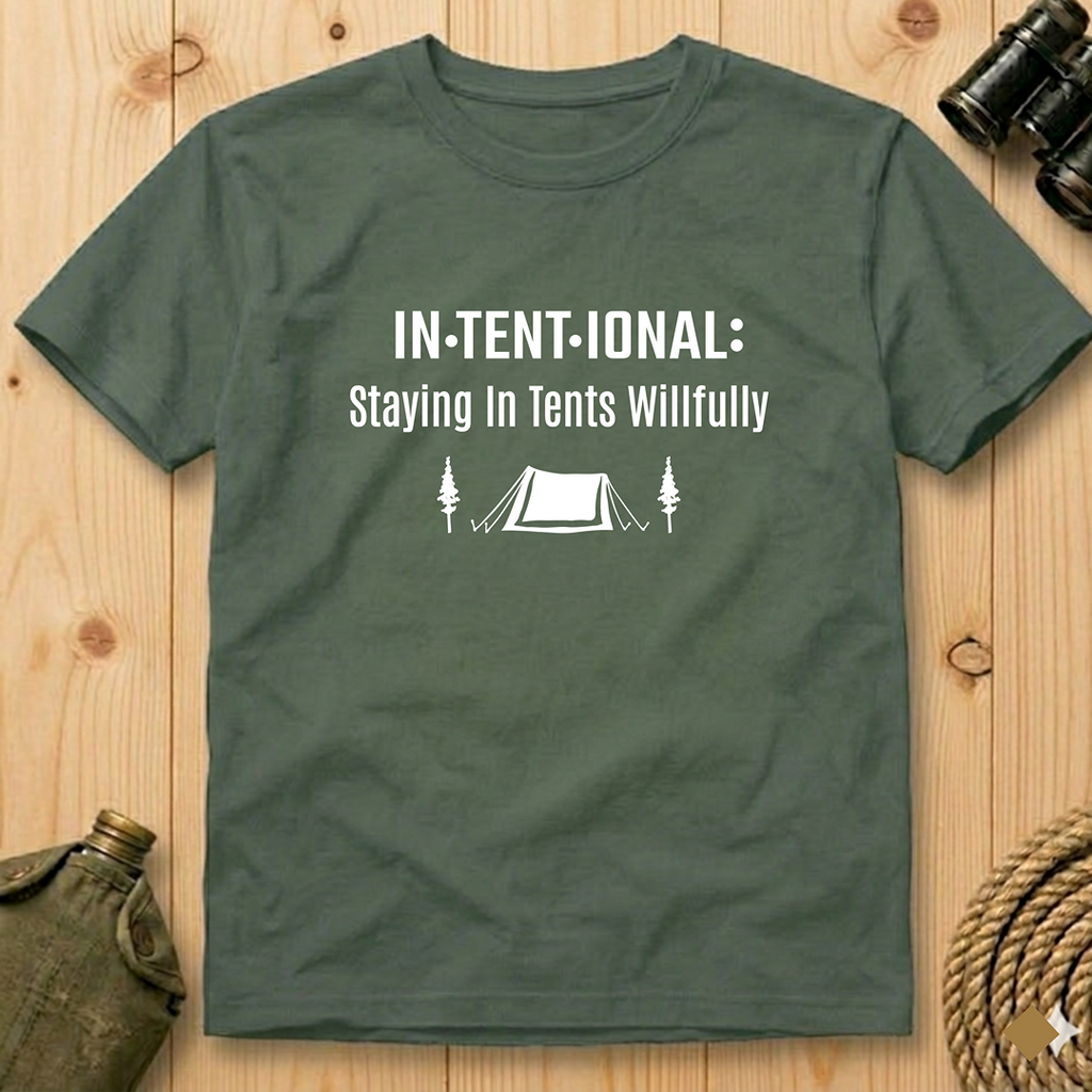 In·tent·ional: Staying In Tents Willfully  T-Shirt