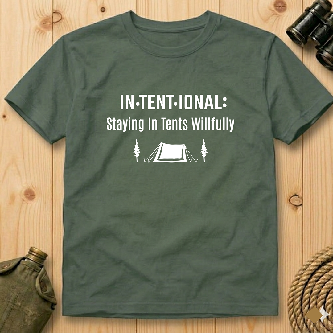 In·tent·ional: Staying In Tents Willfully  T-Shirt