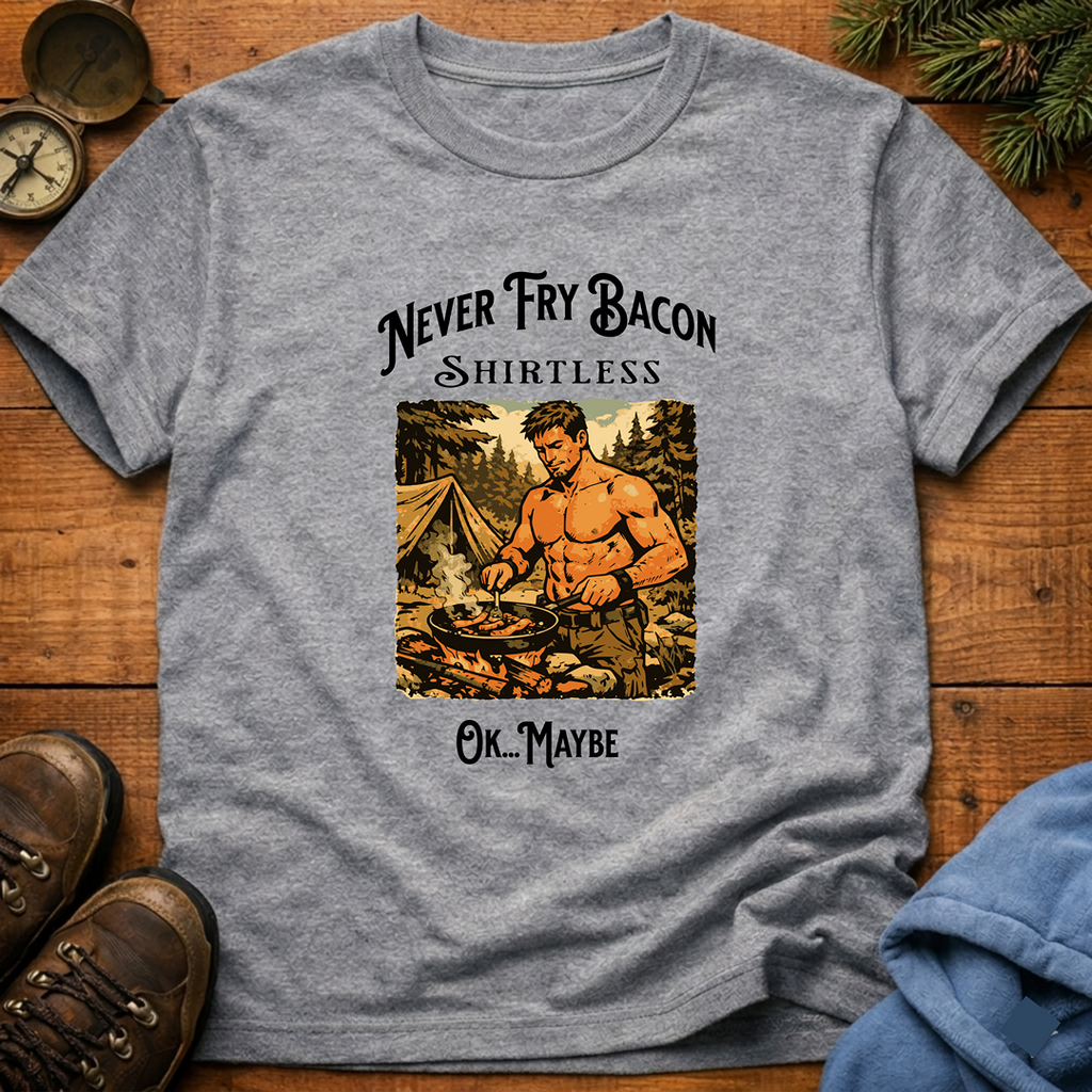 Never Fry Bacon Shirtless  T-Shirt